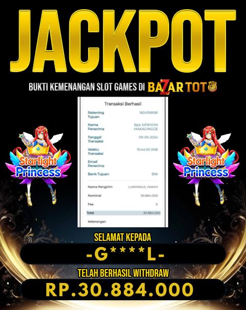 BAZARTOTO - JACKPOT SLOT STARLIGHT PRINCESS Rp.30.884.000.,- LUNAS