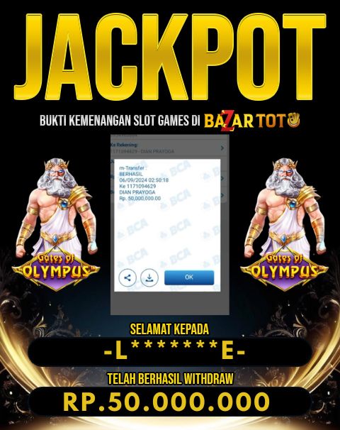 BAZARTOTO - JACKPOT SLOT GATES OF OLYMPUS Rp.50.000.000.,- LUNAS