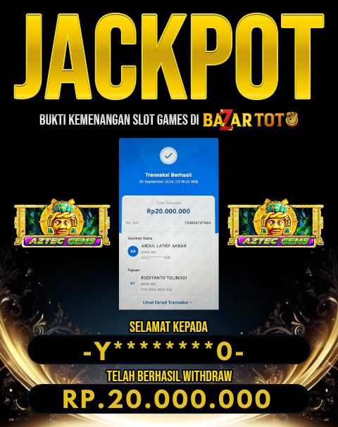 BAZARTOTO - JACKPOT SLOT AZTEC GEMS Rp.50.000.000.,- LUNAS