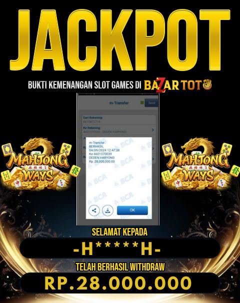 BAZARTOTO - JACKPOT SLOT MAHJONG WAYS 1 Rp.28.000.000.,- LUNAS