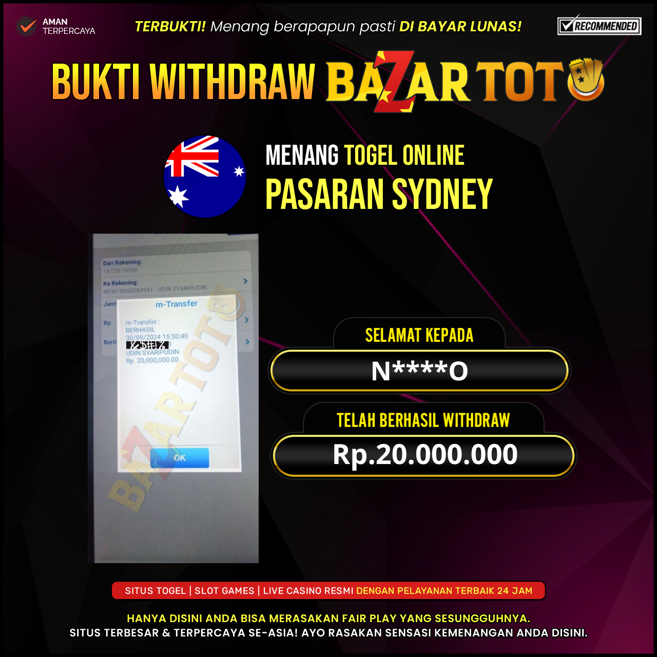 BAZARTOTO - JACKPOT TOGEL SYDNEY POOLS Rp.20.000.000.,- LUNAS